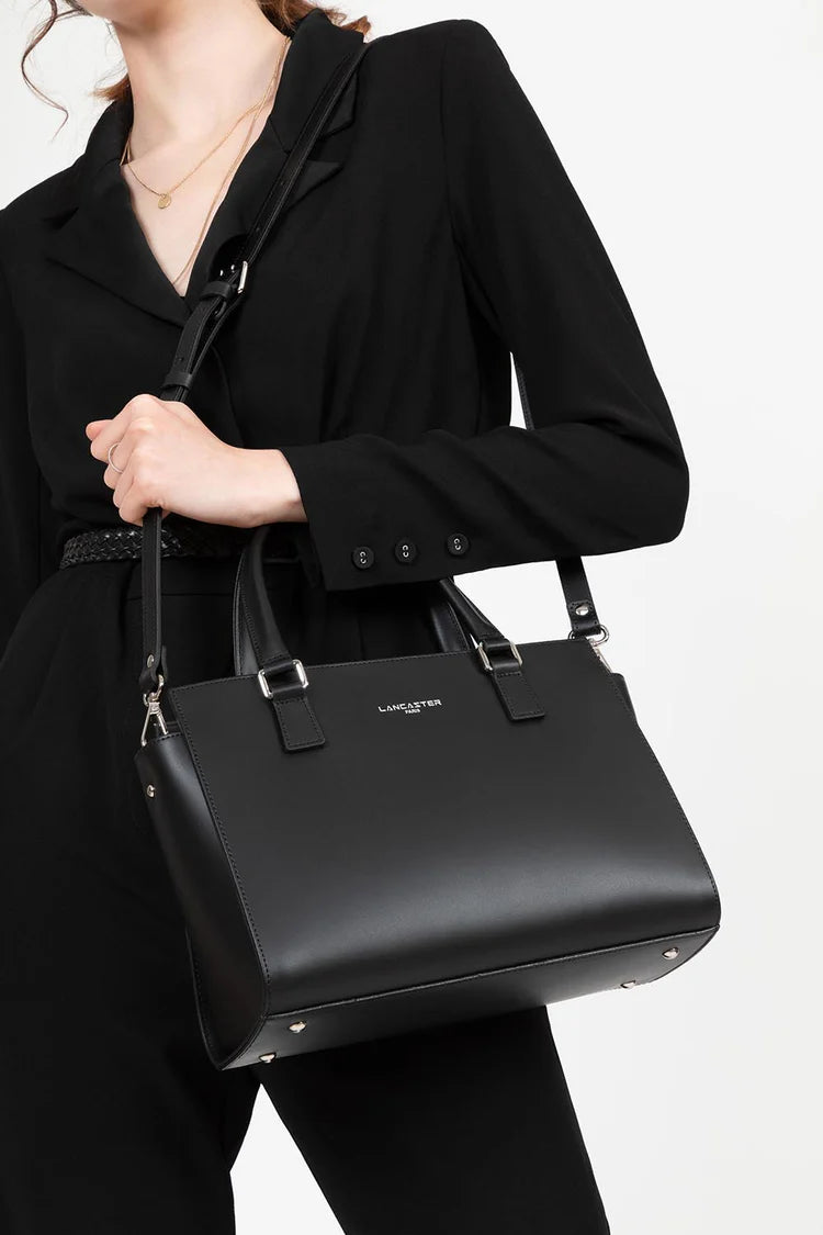 Sac Porte-Mains Zippé Smooth Noir M – Lancaster Paris