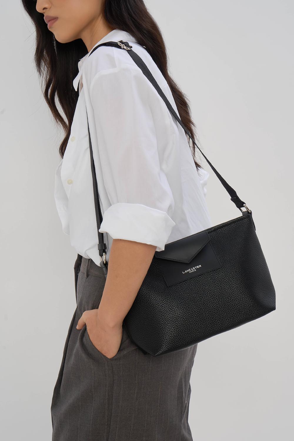 Sac Trotteur Zippé Maya Double Noir – Lancaster Paris