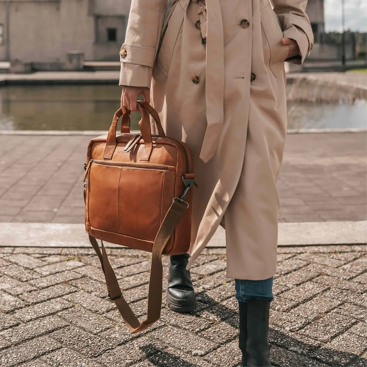 Sac Affaires Porte-Ordinateur Cuir Chesterfield Calvi Cognac