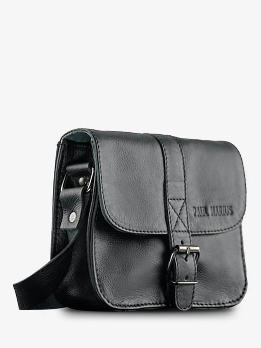 Porte travers Paul Marius L'Essentiel Cuir de Buffle Vintage Noir