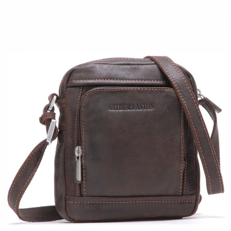 ARTHUR ET ASTON CRISTIANO PETIT MODÈLE SACOCHE TRAVERS CUIR DESTROY