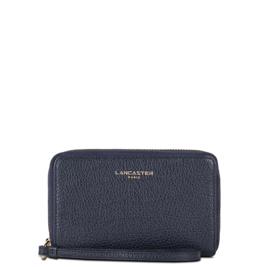 Portefeuille Zippé – Cuir Dune Bleu Foncé – Lancaster Paris