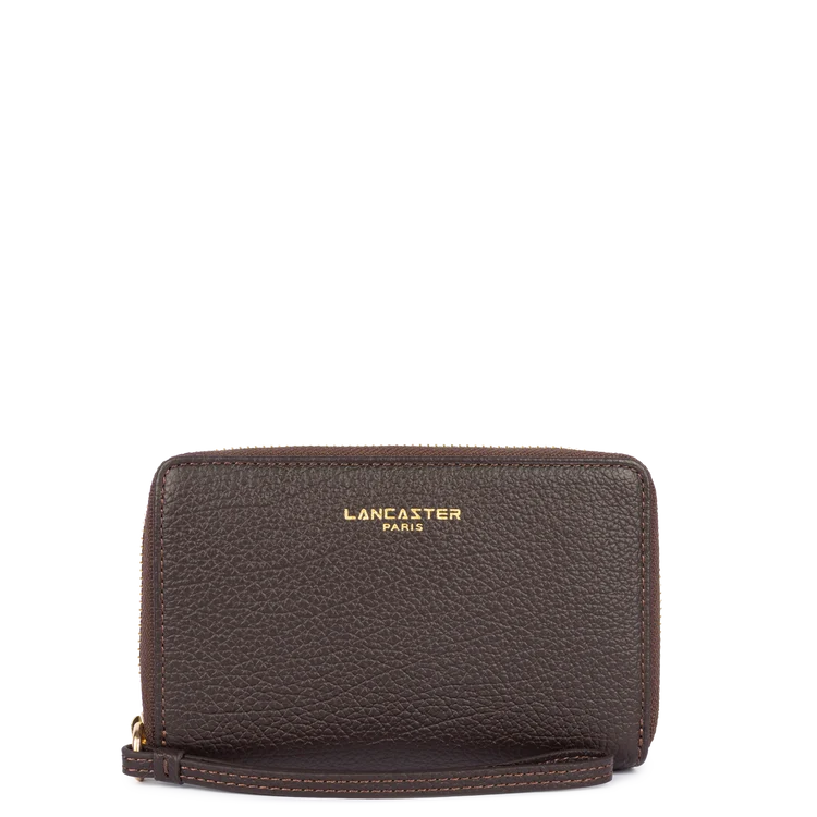 Portefeuille Zippé – Cuir Dune Marron Foncé – Lancaster Paris