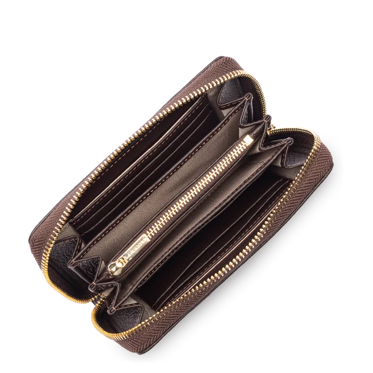 Portefeuille Zippé – Cuir Dune Marron Foncé – Lancaster Paris