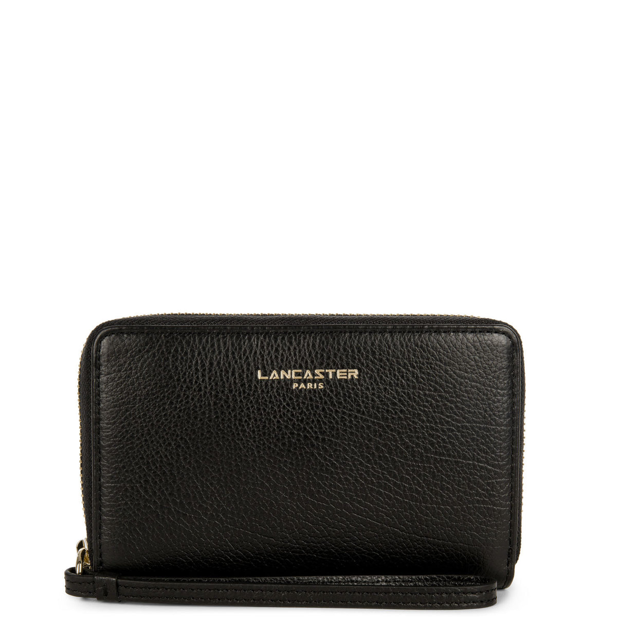 Portefeuille Zippé – Cuir Dune Noir – Lancaster Paris