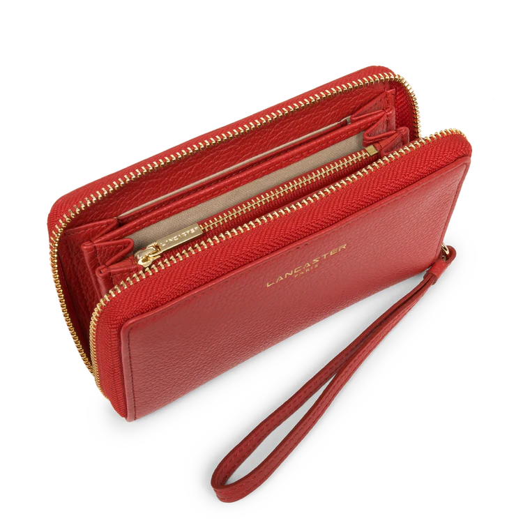 Porte-Monnaie – Cuir Dune Grainé Rouge – Lancaster Paris