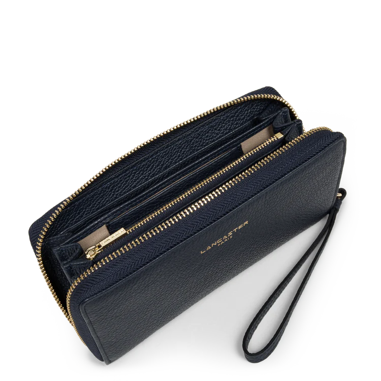 Compagnon Zippé – Cuir Dune Bleu Foncé – Lancaster Paris