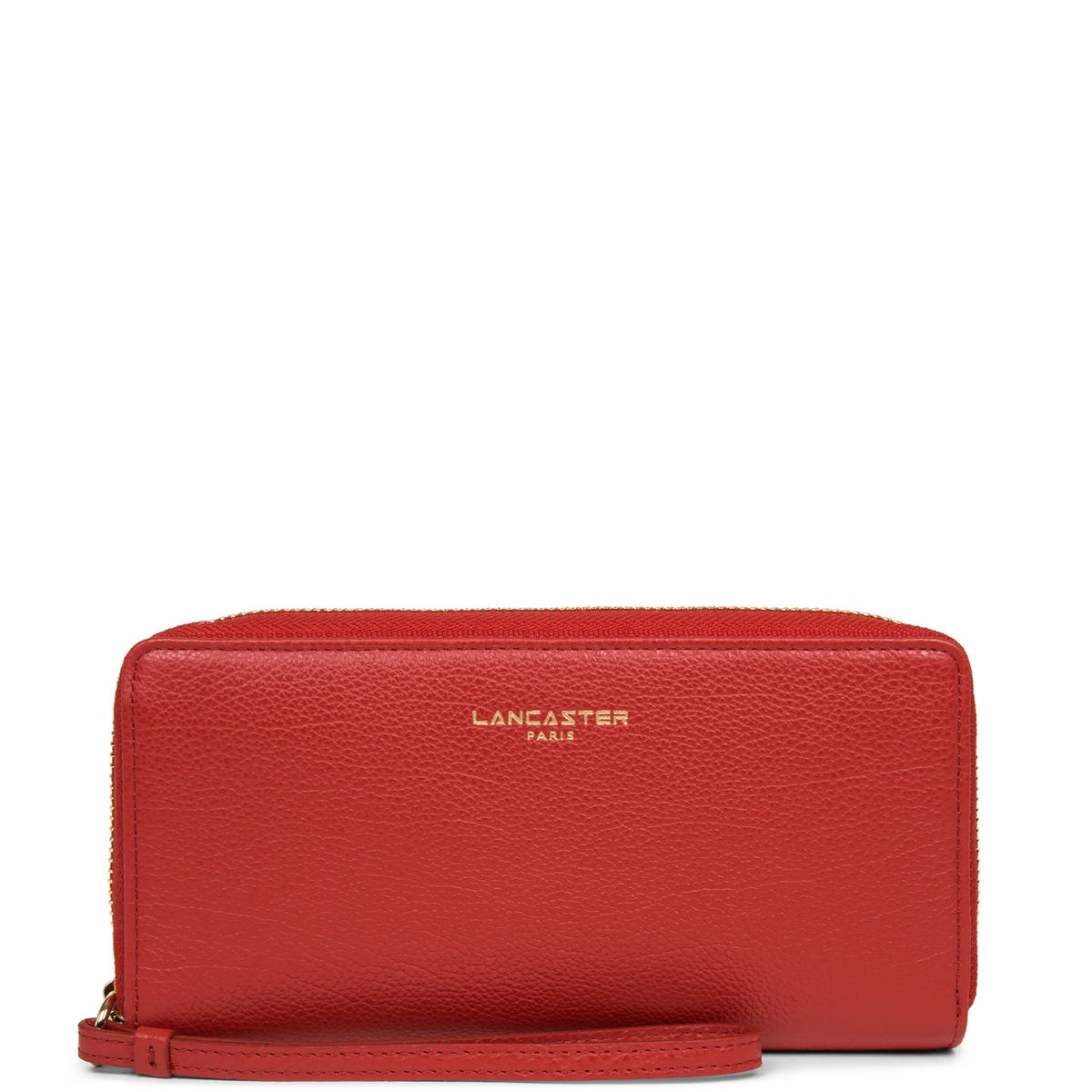 Compagnon Zippé – Cuir Dune Grainé Rouge – Lancaster Paris