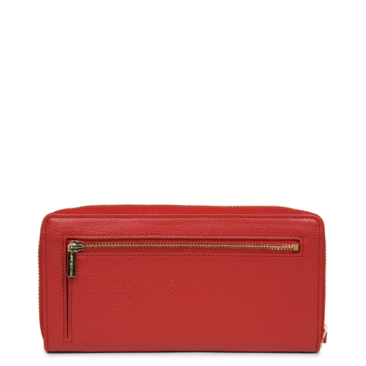 Compagnon Zippé – Cuir Dune Grainé Rouge – Lancaster Paris