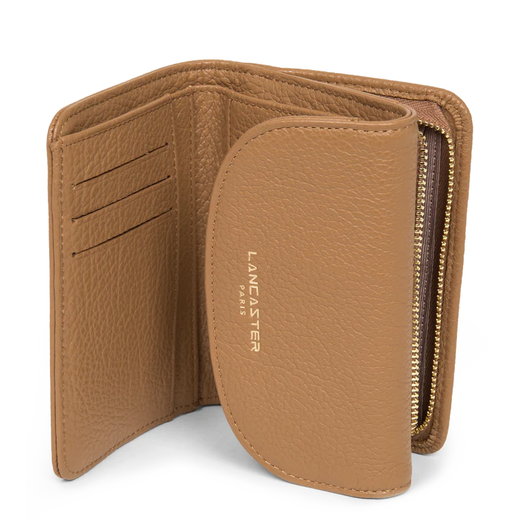 Porte-Monnaie Dos-à-Dos – Cuir Dune Grainé Camel – Lancaster Paris