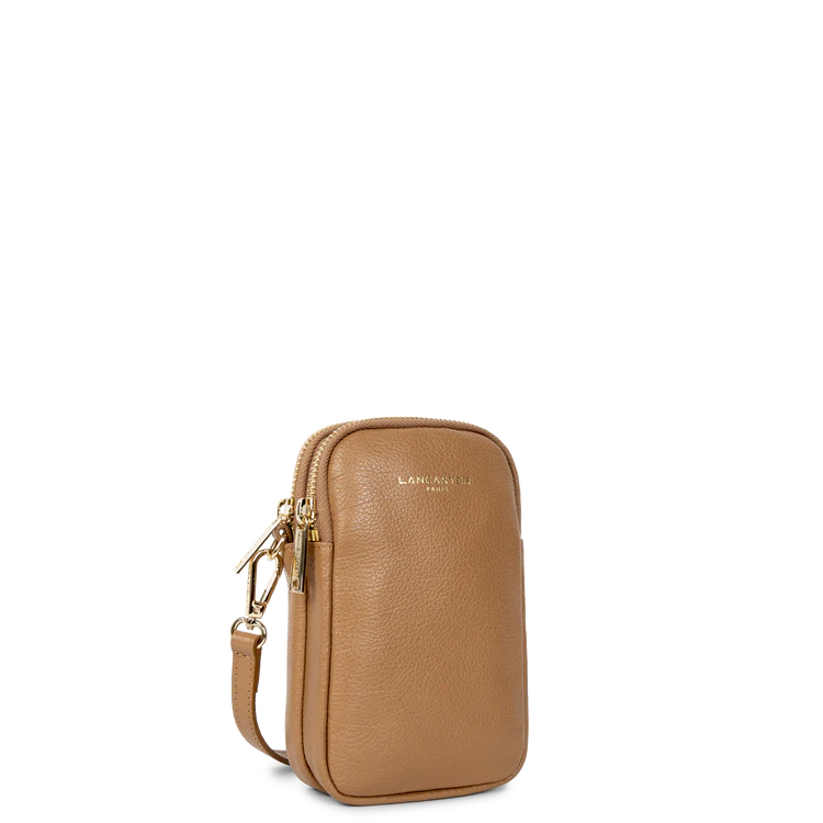 Pochette Smartphone Zippée – Cuir Dune Camel – Lancaster Paris