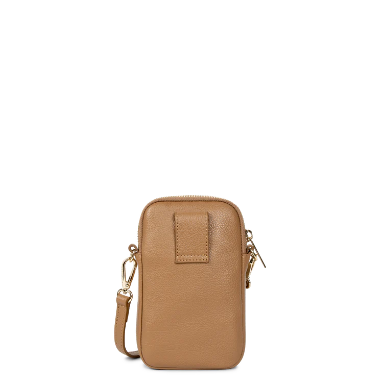 Pochette Smartphone Zippée – Cuir Dune Camel – Lancaster Paris