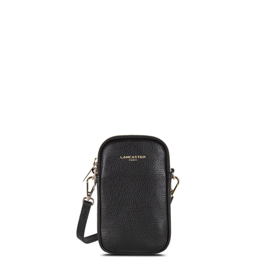 Pochette Smartphone – Cuir Dune Grainé Noir – Lancaster Paris