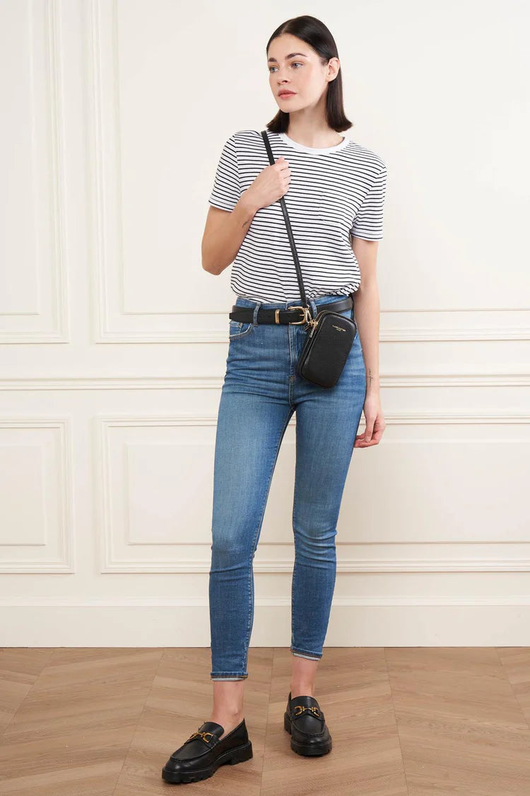 Pochette Smartphone – Cuir Dune Grainé Noir – Lancaster Paris