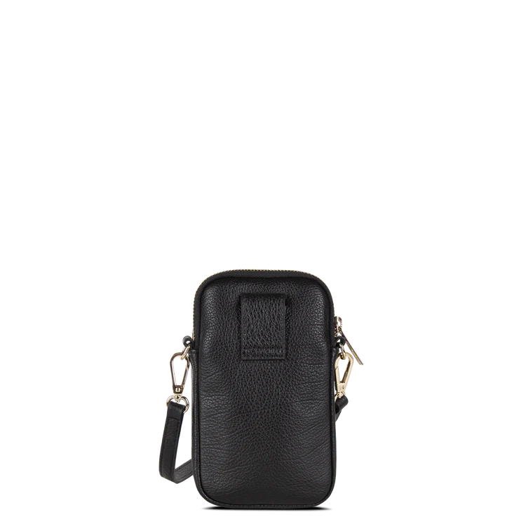 Pochette Smartphone – Cuir Dune Grainé Noir – Lancaster Paris