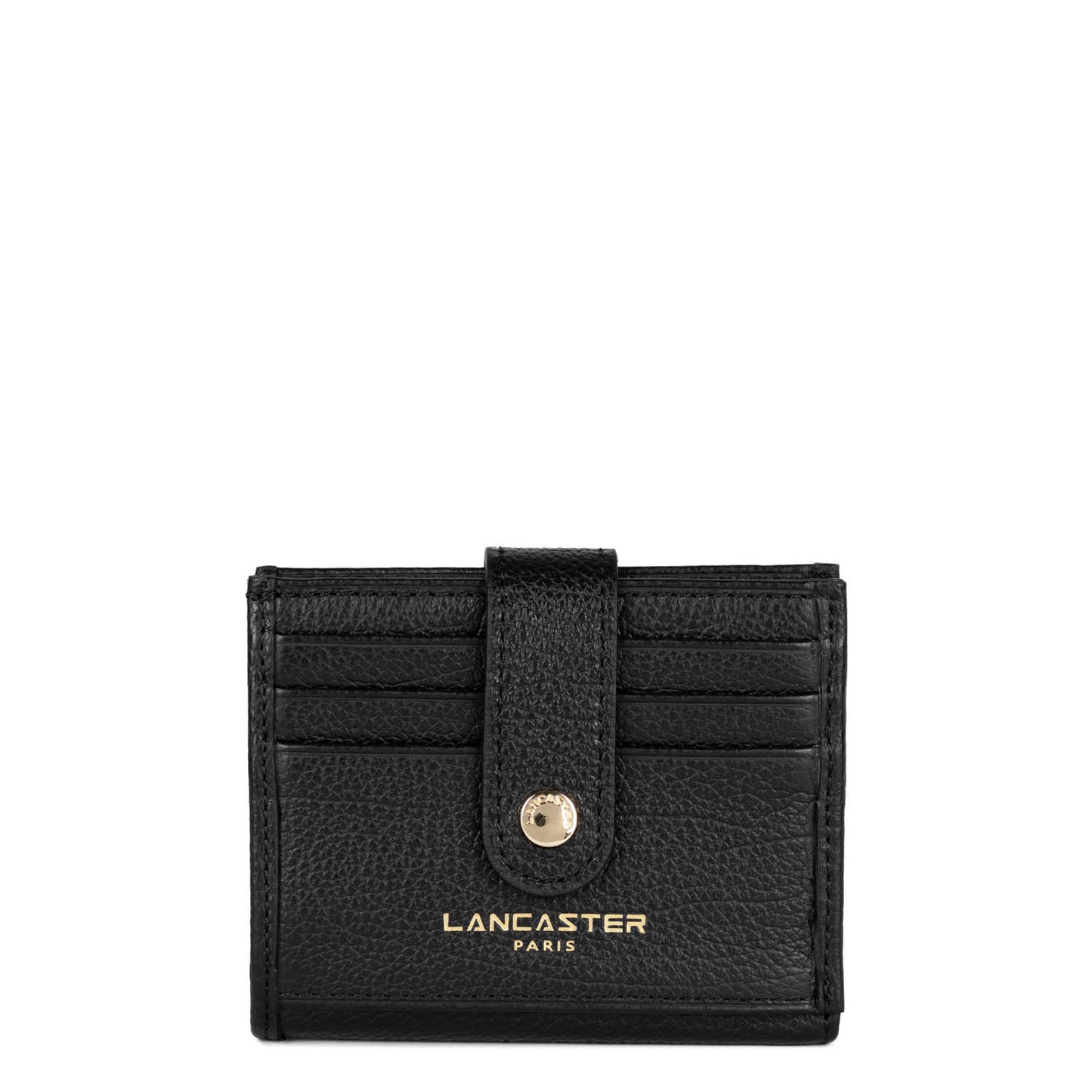 Porte-Cartes à Pression – Cuir Dune Noir – Lancaster Paris