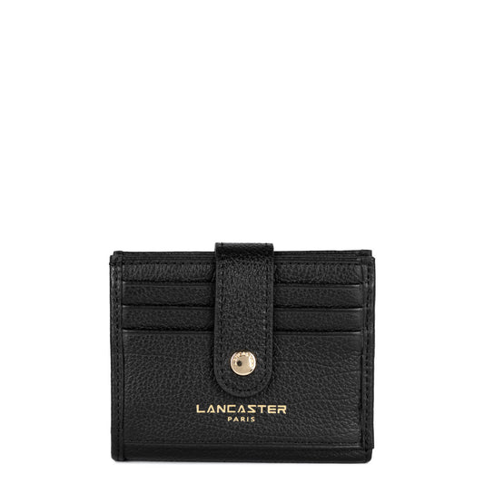 Porte-Cartes à Pression – Cuir Dune Noir – Lancaster Paris