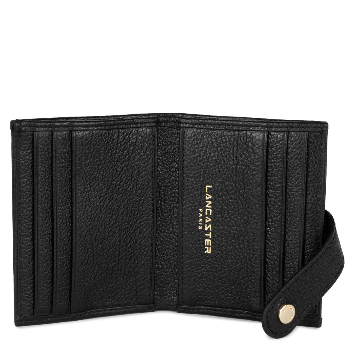 Porte-Cartes à Pression – Cuir Dune Noir – Lancaster Paris