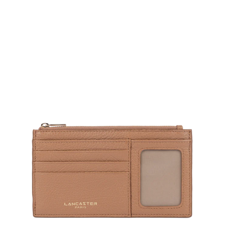Porte-Cartes Zippé – Cuir Dune Camel – Lancaster Paris