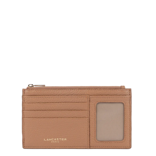 Porte-Cartes Zippé – Cuir Dune Camel – Lancaster Paris