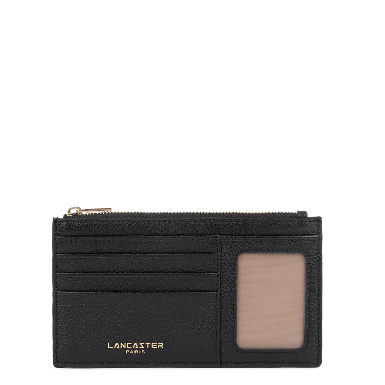 Porte-Cartes Zippé – Cuir Dune Noir – Lancaster Paris