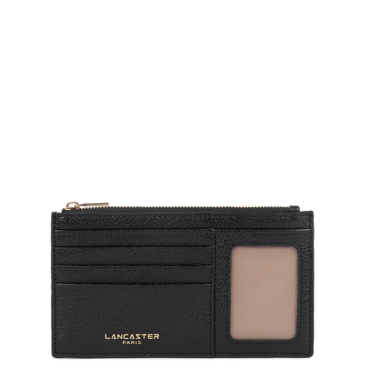 Porte-Cartes Zippé – Cuir Dune Noir – Lancaster Paris