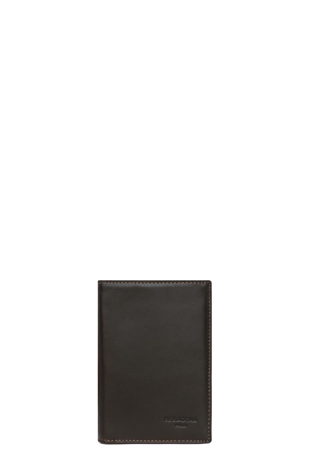 Portefeuille Hexagona Cuir de Vachette Gras Marron