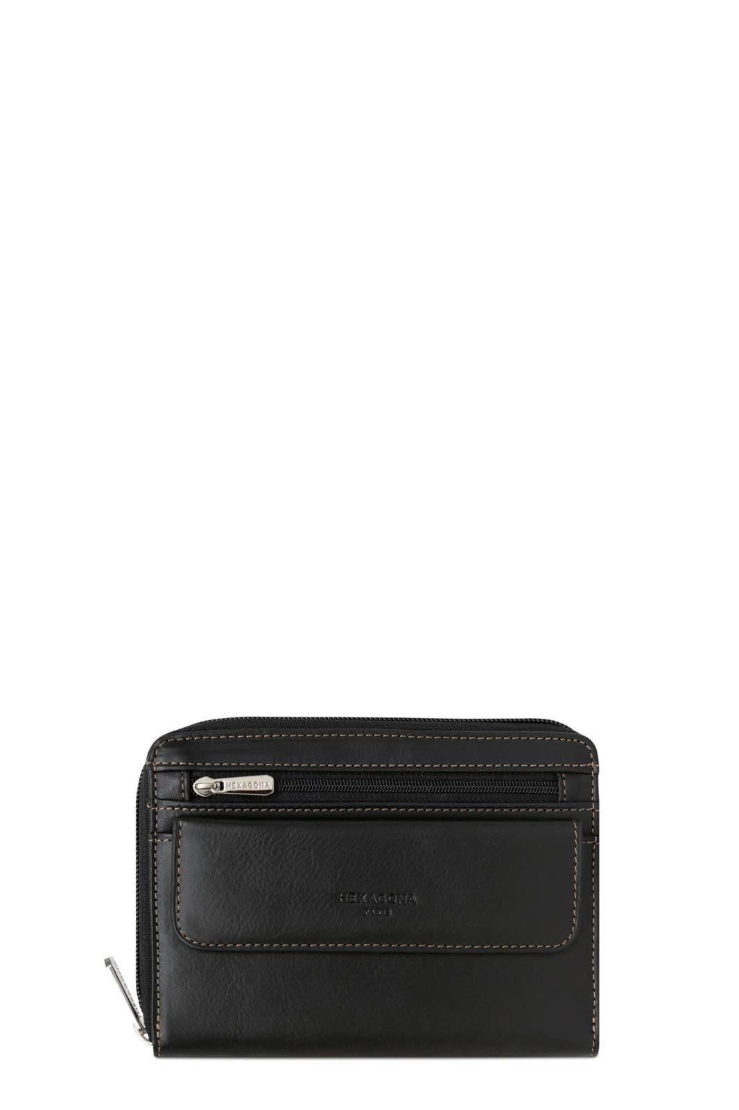 Pochette Ceinture Cuir de Vachette Hexagona Noir