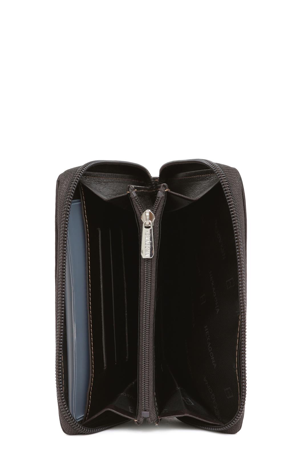 Pochette Ceinture Hexagona Cuir de Vachette Gras Marron