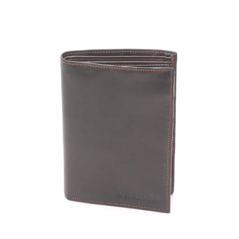 Portefeuille Cuir de Vachette Arthur & Aston Châtaigne & Orange