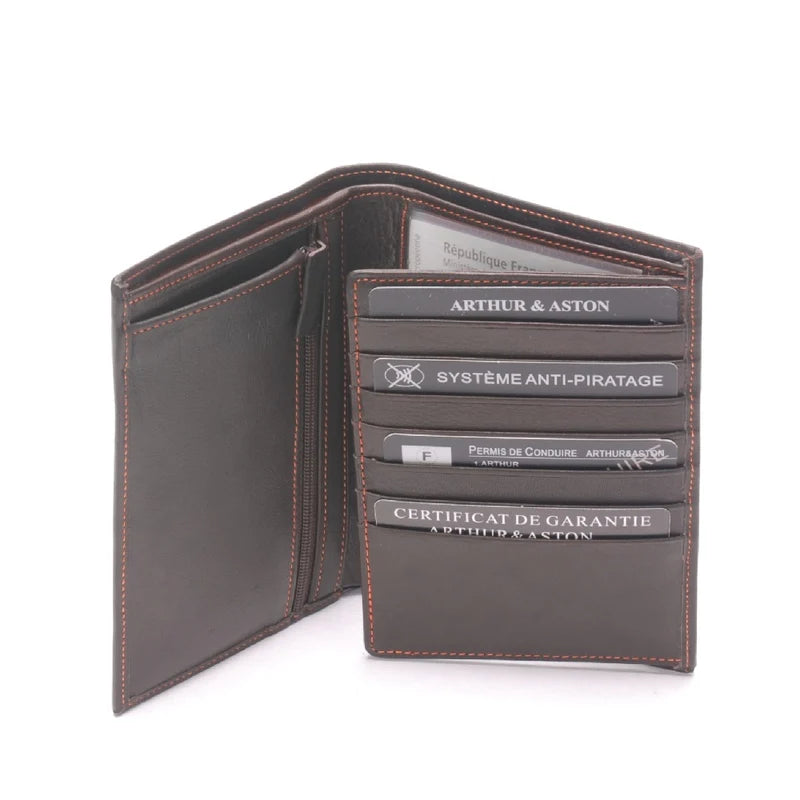 Portefeuille Cuir de Vachette Arthur & Aston Châtaigne & Orange