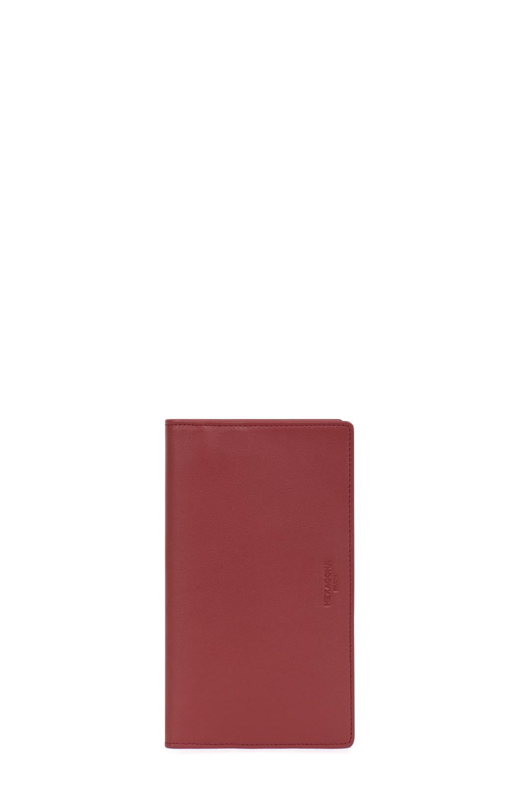 Porte-Chéquier Hexagona Cuir de Vachette Souple Rouge
