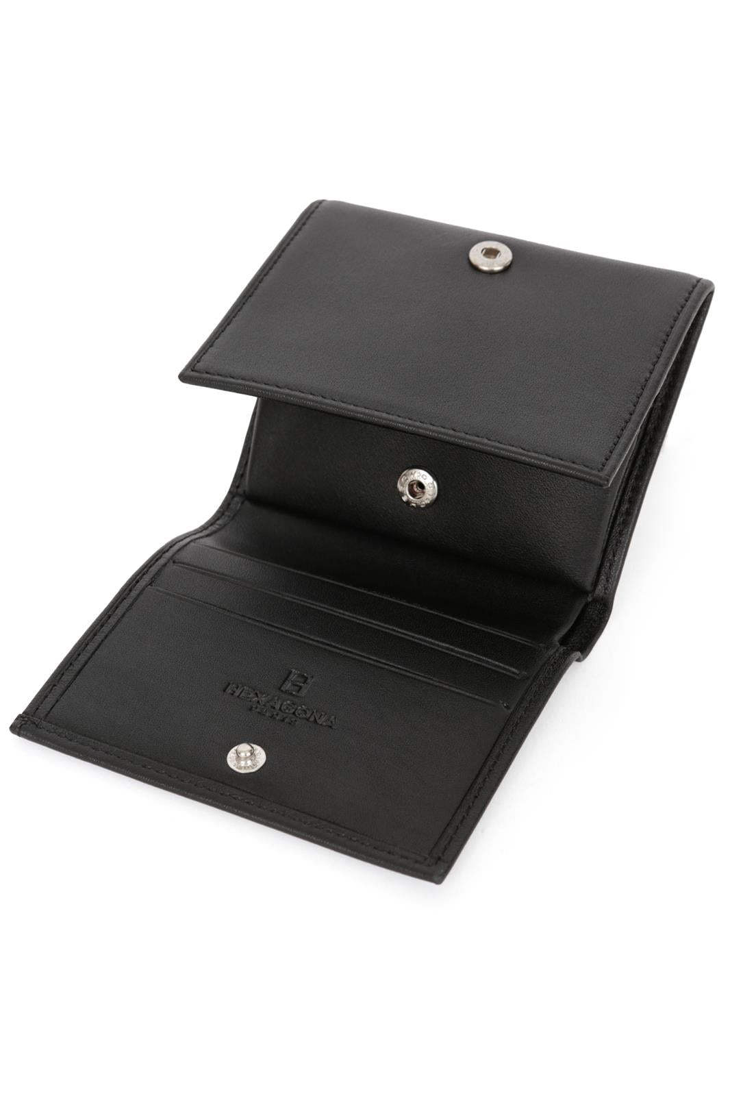 Porte-Monnaie Cuvette Hexagona Cuir de Vachette Souple Noir