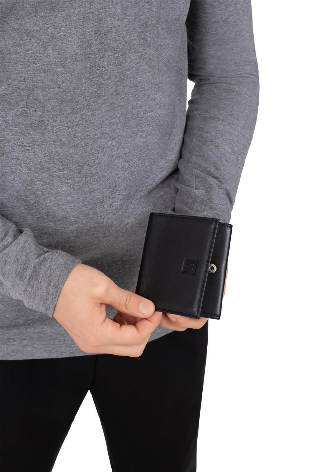 Porte-Monnaie Cuvette Hexagona Cuir de Vachette Souple Noir