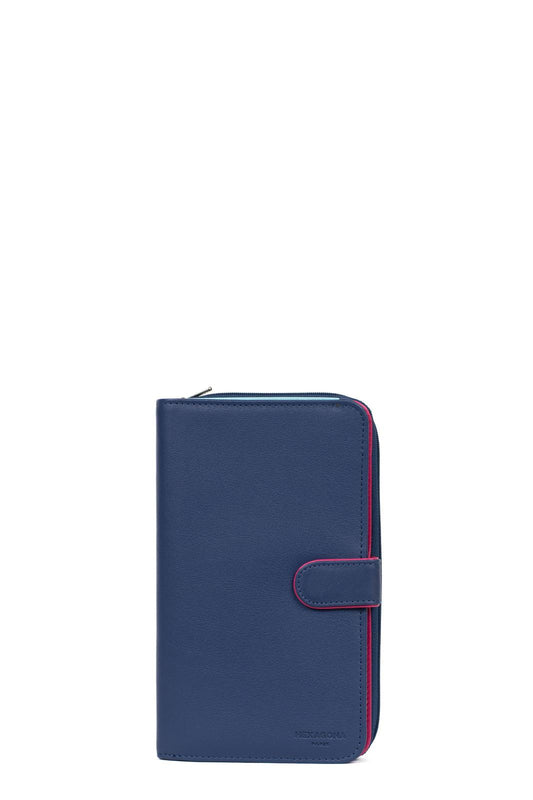 Compagnon Hexagona Cuir Bleu Multicolore
