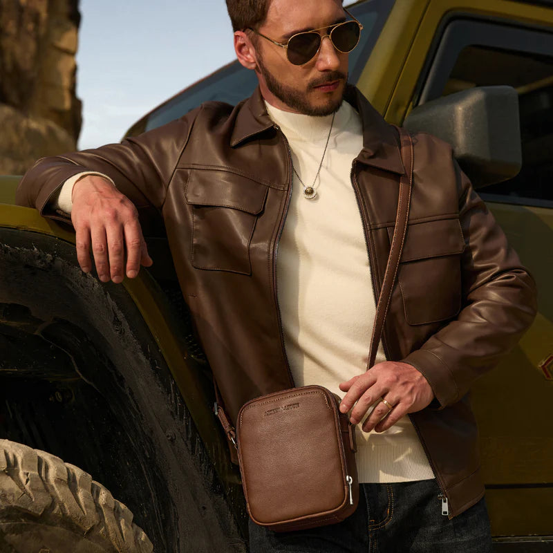 Vide-Poche Cuir Arthur & Aston 2 Poches Cognac
