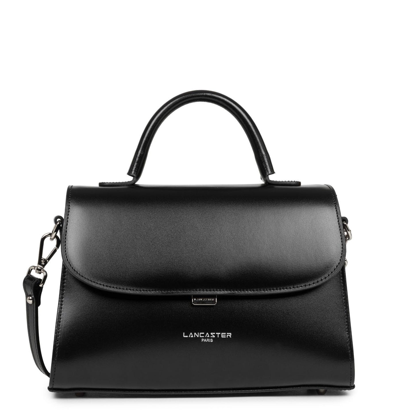 Sac à Main à Rabat Cuir Lisse Noir – Lancaster Paris