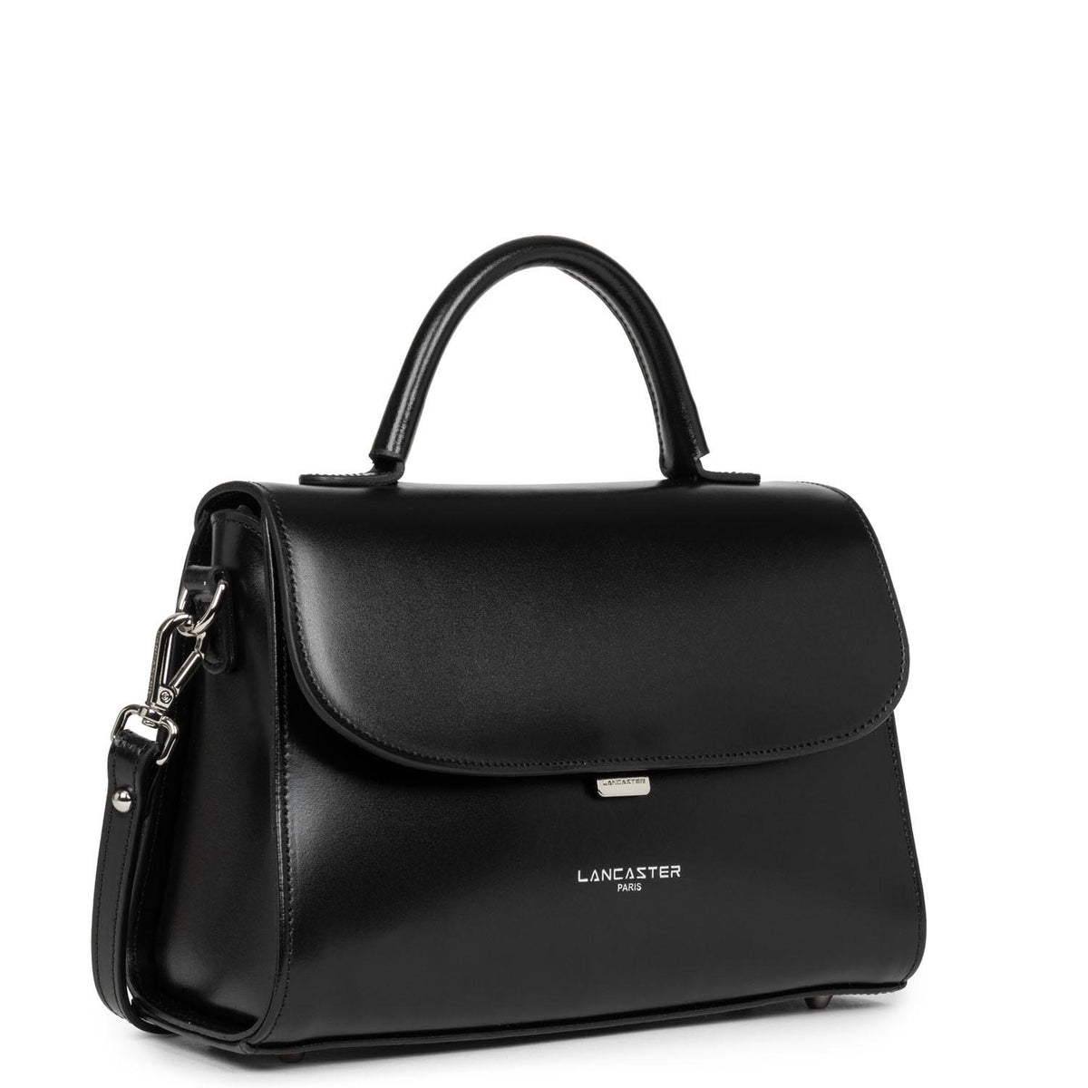 Sac à Main à Rabat Cuir Lisse Noir – Lancaster Paris