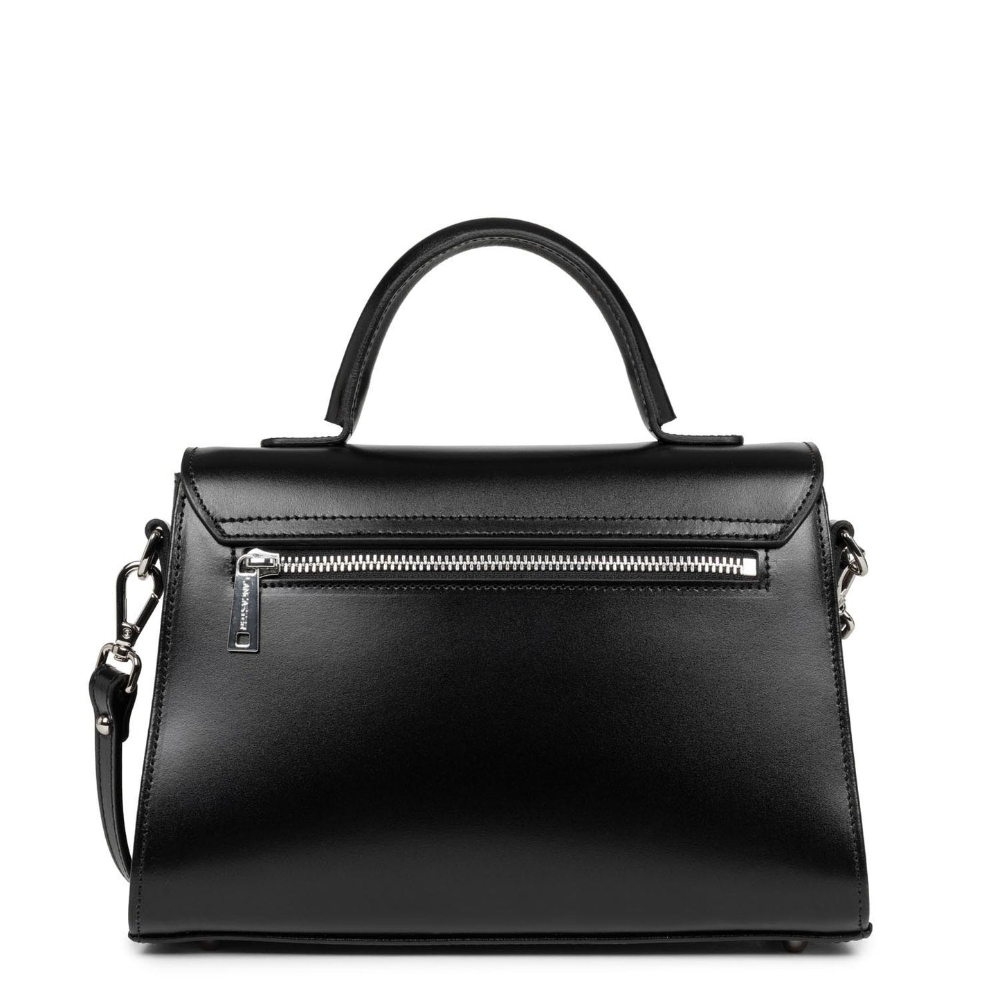 Sac à Main à Rabat Cuir Lisse Noir – Lancaster Paris