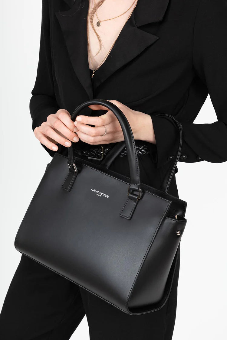 Sac Porte-Mains Zippé Smooth Noir M – Lancaster Paris