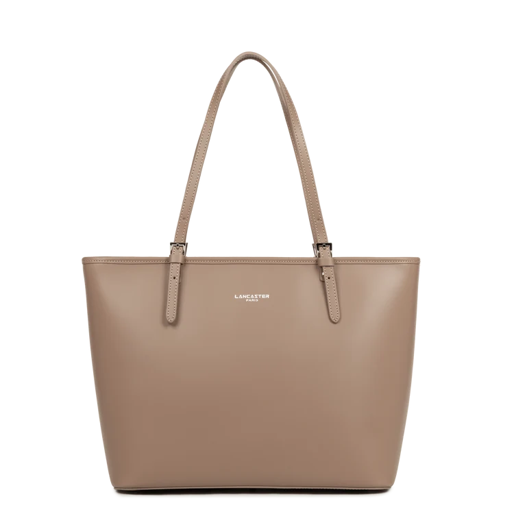 Sac Shopping Cuir Lisse Taupe Galet – Lancaster Paris