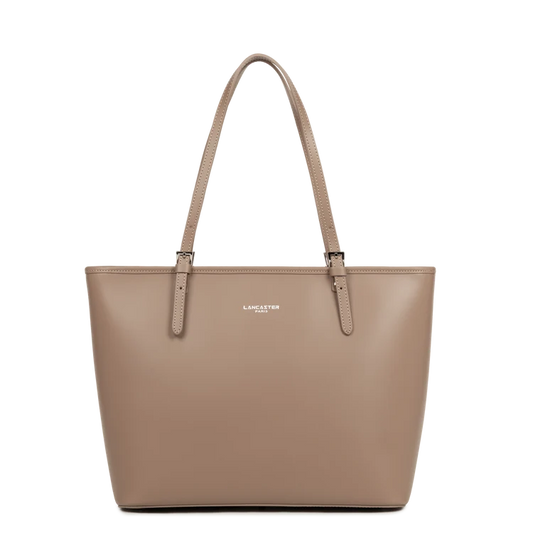 Sac Shopping Cuir Lisse Taupe Galet – Lancaster Paris