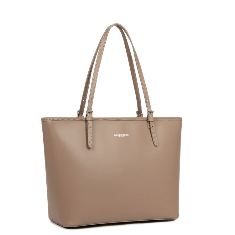 Sac Shopping Cuir Lisse Taupe Galet – Lancaster Paris