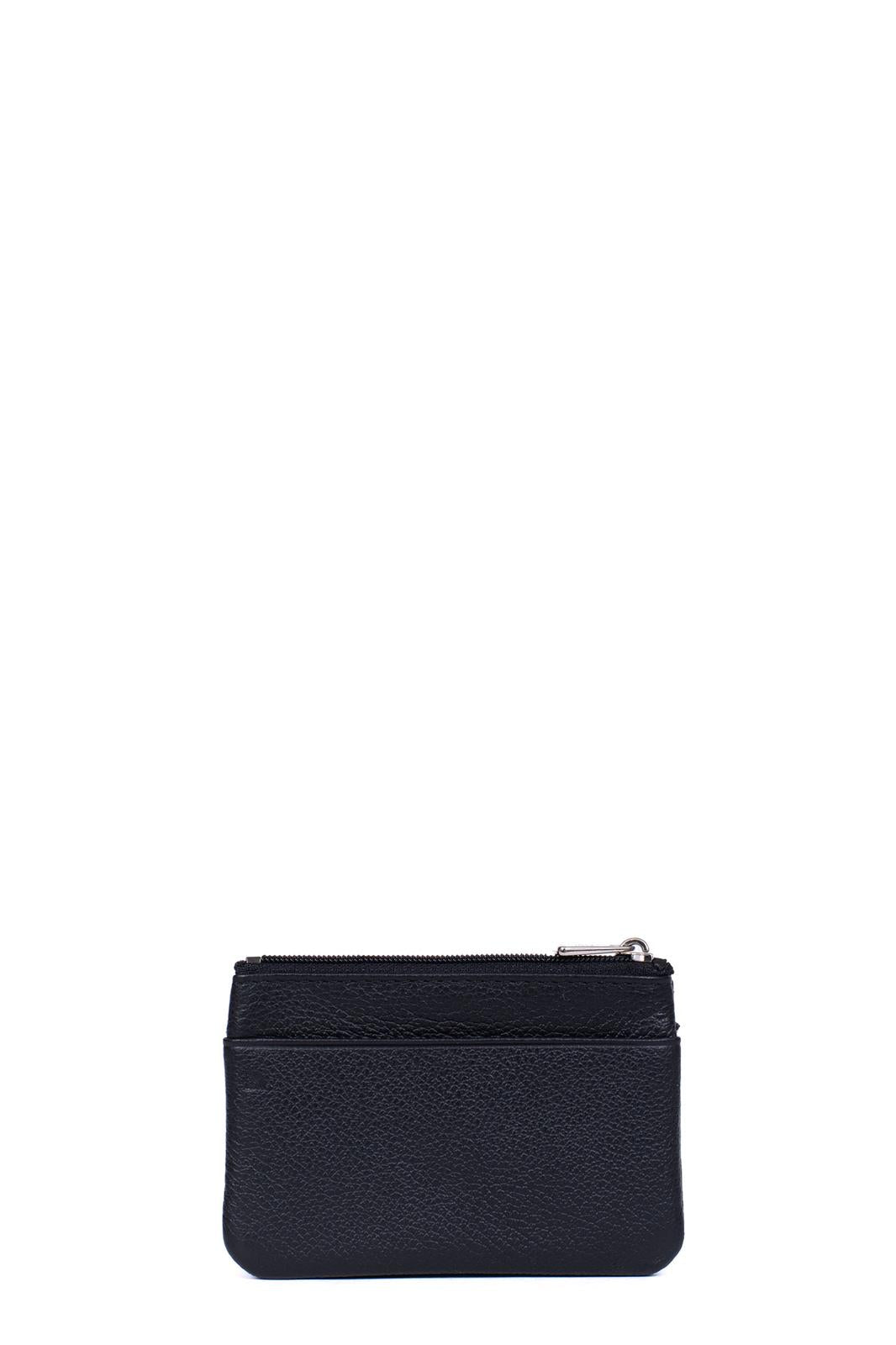 Porte-Monnaie Hexagona Cuir de Vachette Grainé Noir