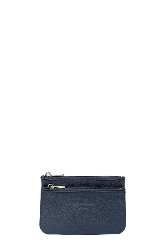 Porte-Monnaie Hexagona Cuir de Vachette Grainé Marine