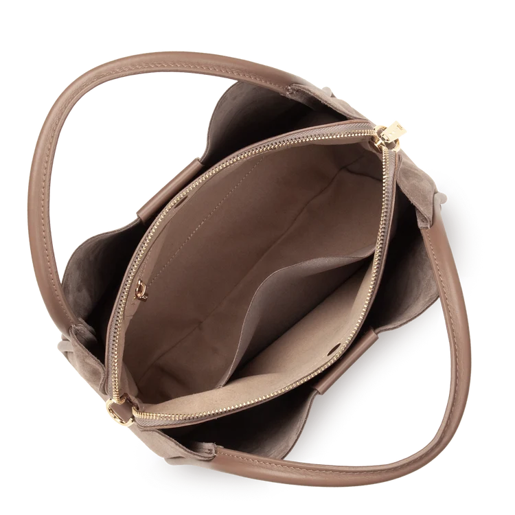 Sac Porté Main Suédine Taupe – Lancaster Paris
