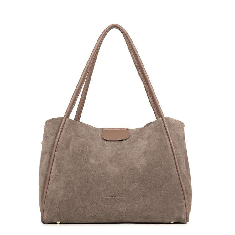 Sac Porté Épaule Suédine Taupe – Lancaster Paris