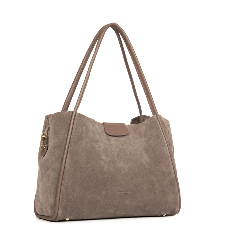 Sac Porté Épaule Suédine Taupe – Lancaster Paris
