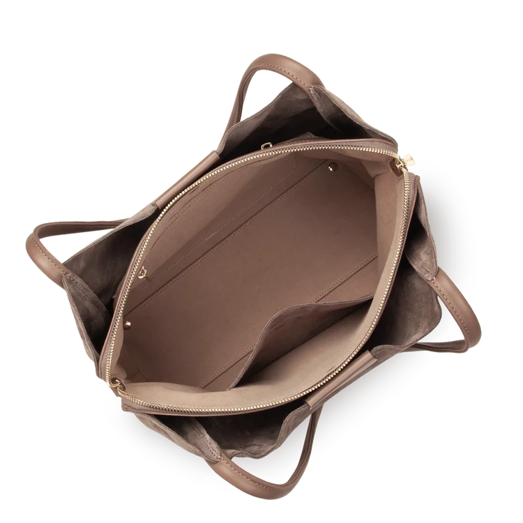 Sac Porté Épaule Suédine Taupe – Lancaster Paris