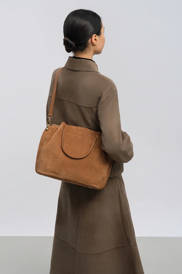 Sac Porte-Main Louisa – Suédé Moka – Lancaster Paris